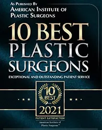 1o best plastic surgeons 2021 badge