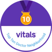 Vitals top ten doctor neighborhood badge